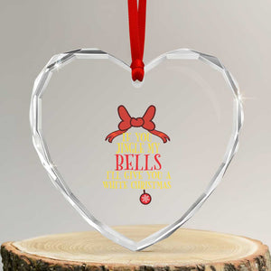 If You Jingle My Bells I'll Give You A White Xmas Heart Crystal Glass Ornament Red Bow TS11 Transparent Glass 3'' Heart Print Your Wear