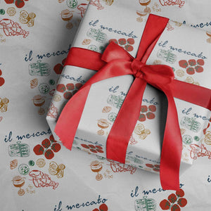 Il Mercato Italian Food Market Aesthetic Wrapping Paper Roll Summer Amalfi Coast La Dolce Vita TS02 White Print Your Wear