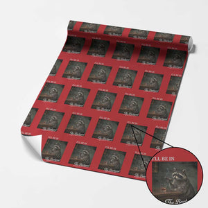 I'll Be in the Backyard Wrapping Paper Roll Funny Whiskey Cigar Raccoon Dad Meme
