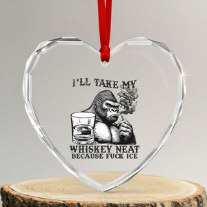 I'll Take My Whiskey Neat Because F Ice Heart Crystal Glass Ornament Smoking and Drinking Bigfoot Subtle Political Resistance TS02 Transparent Glass 3'' Heart Print Your Wear