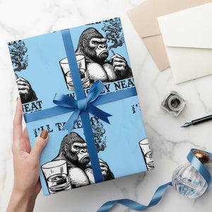 I'll Take My Whiskey Neat Because F Ice Wrapping Paper Roll Smoking and Drinking Bigfoot Subtle Political Resistance TS02 Light Blue Print Your Wear