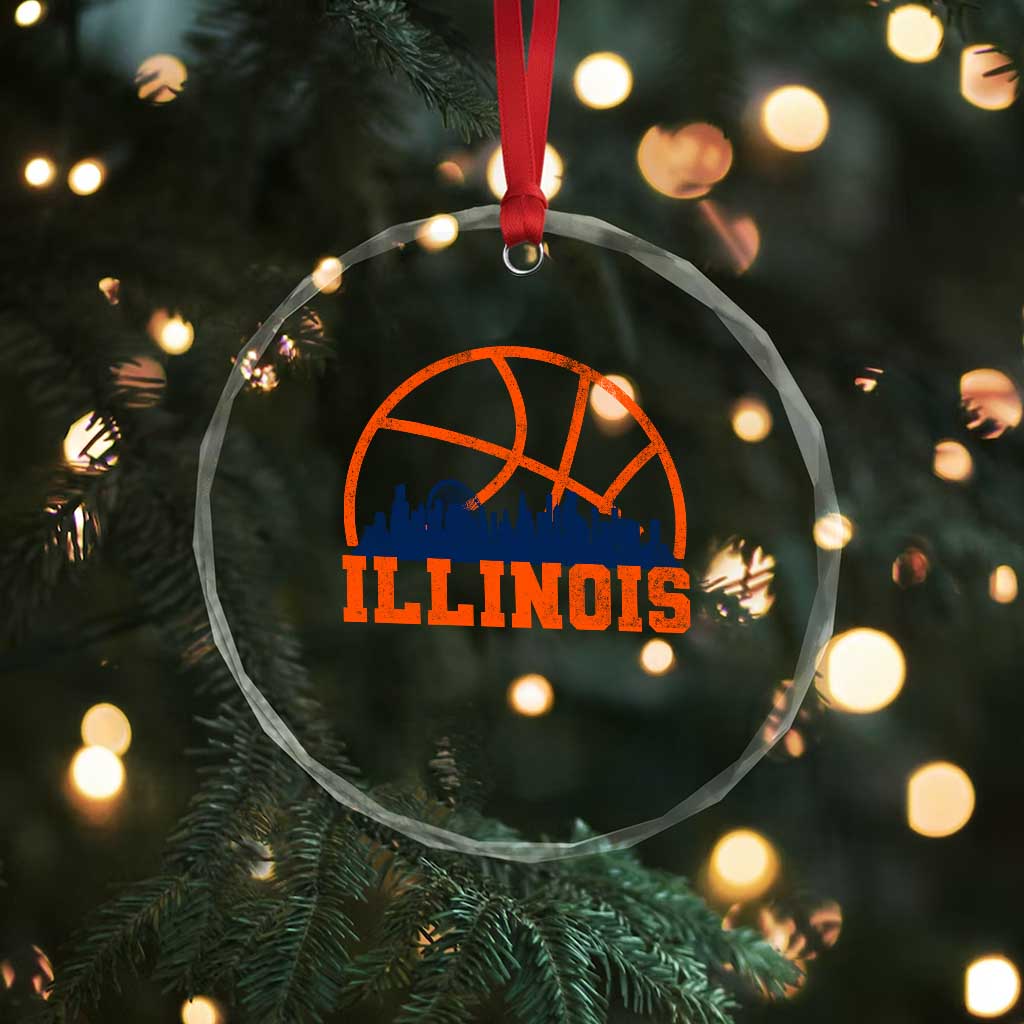 Illinois Fan Crystal Glass Ornament IL State Basketball Game Day TS11 Print Your Wear