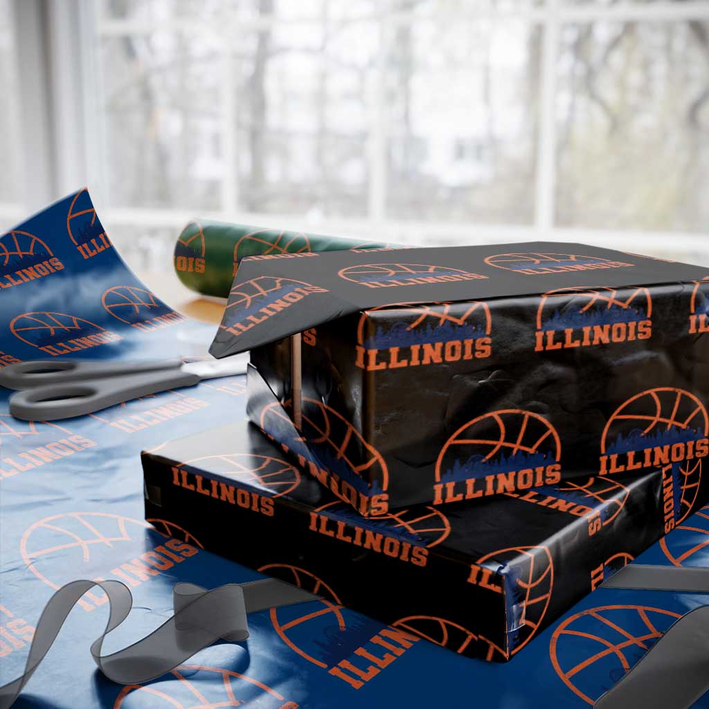 Illinois Fan Wrapping Paper Roll IL State Basketball Game Day TS11 Black Print Your Wear