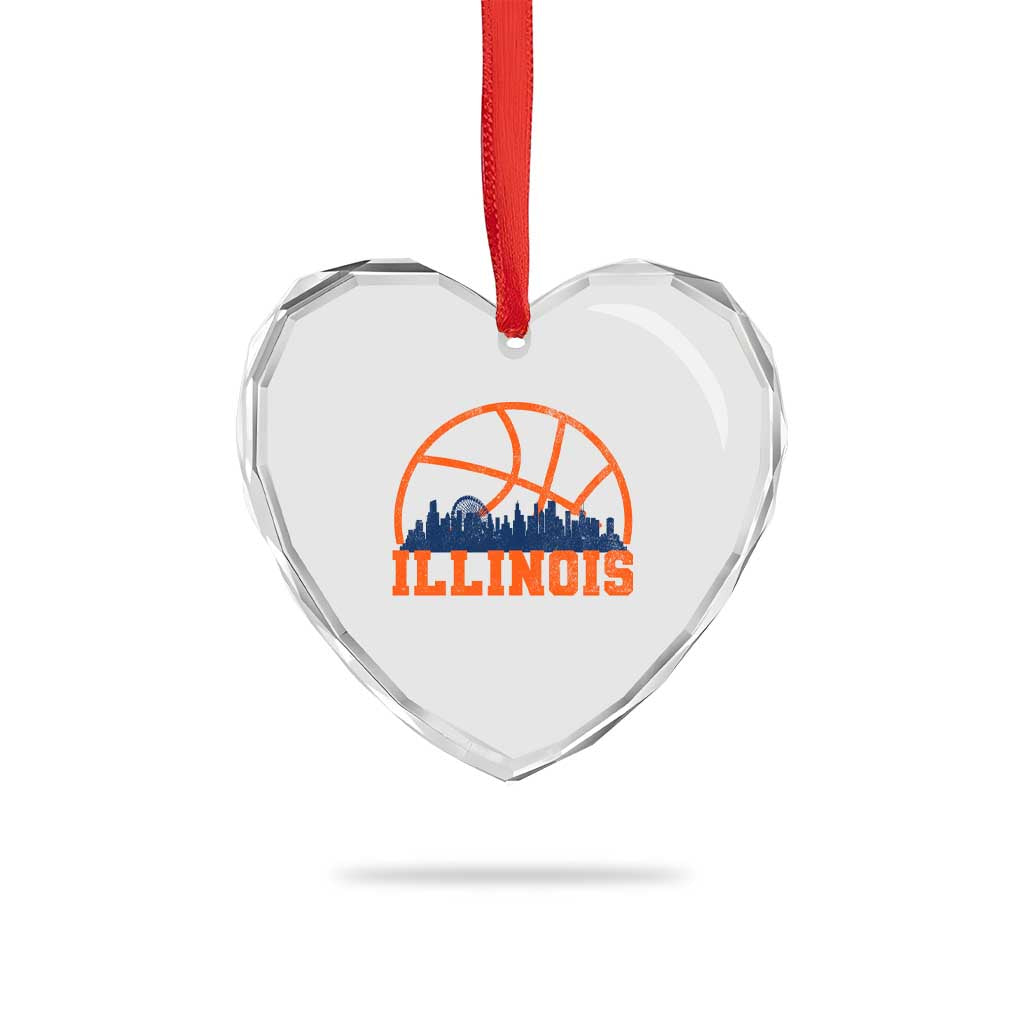 Illinois Fan Heart Crystal Glass Ornament IL State Basketball Game Day TS11 Print Your Wear