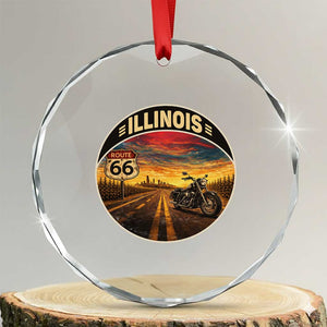Illinois Route Highway 66 Motorcycle Crystal Glass Ornament Road Trip Adventure TS12 Transparent Glass 3'' Circle Print Your Wear
