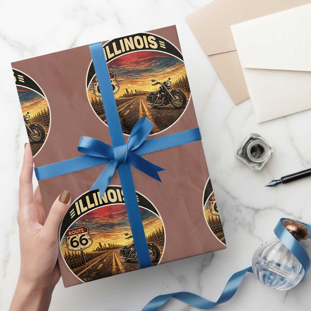 Illinois Route Highway 66 Motorcycle Wrapping Paper Roll Road Trip Adventure TS12 Mocha Print Your Wear