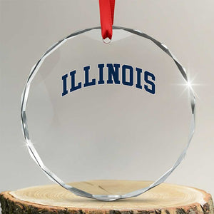 Illinois Sports Fan Vintage Bold Throwback IL State Crystal Glass Ornament TS11 Transparent Glass 3'' Circle Print Your Wear