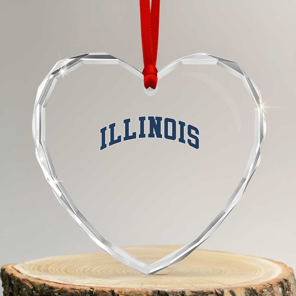Illinois Sports Fan Vintage Bold Throwback IL State Heart Crystal Glass Ornament TS11 Transparent Glass 3'' Heart Print Your Wear