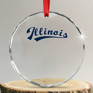 Illinois Varsity Script Classic Sports Jersey Style Crystal Glass Ornament TS11 Transparent Glass 3'' Circle Print Your Wear