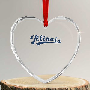 Illinois Varsity Script Classic Sports Jersey Style Heart Crystal Glass Ornament TS11 Transparent Glass 3'' Heart Print Your Wear
