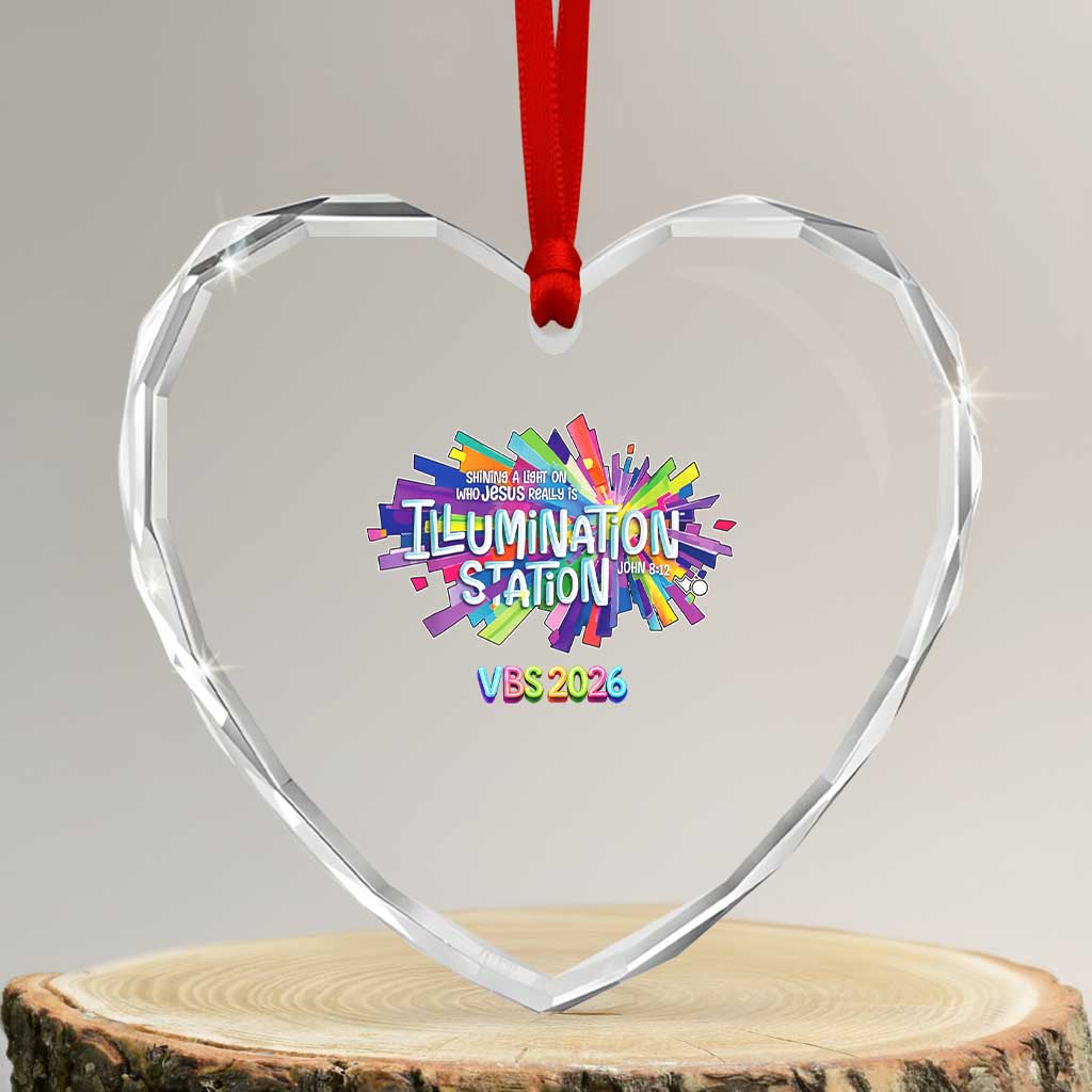 Illumination Station VBS 2026 Christian Lights Heart Crystal Glass Ornament Bible Jesus TS10 Transparent Glass 3'' Heart Print Your Wear