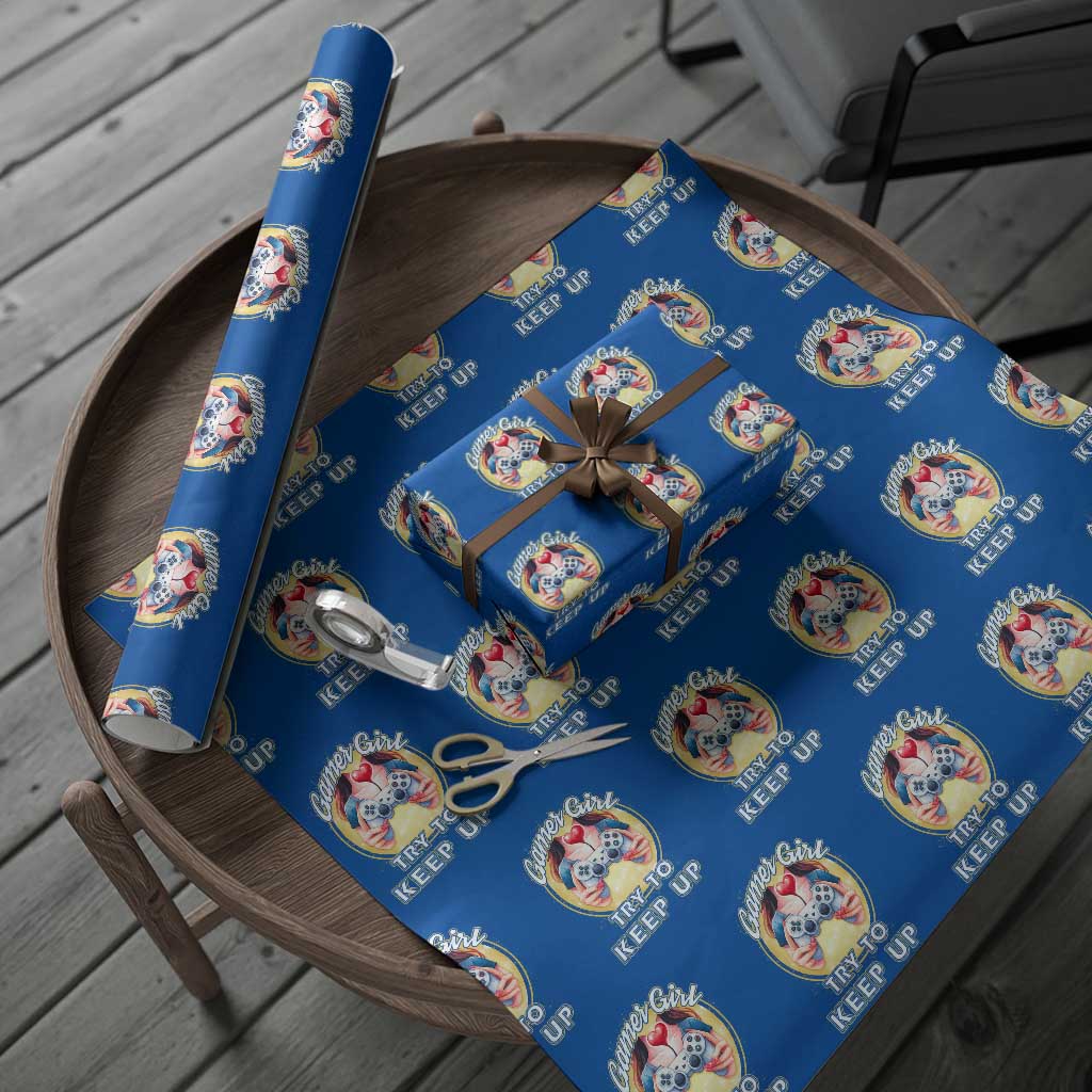 Im A Gamer Girl Try To Keep Up Wrapping Paper Roll Funny Gaming Gift TS12 Blue Print Your Wear