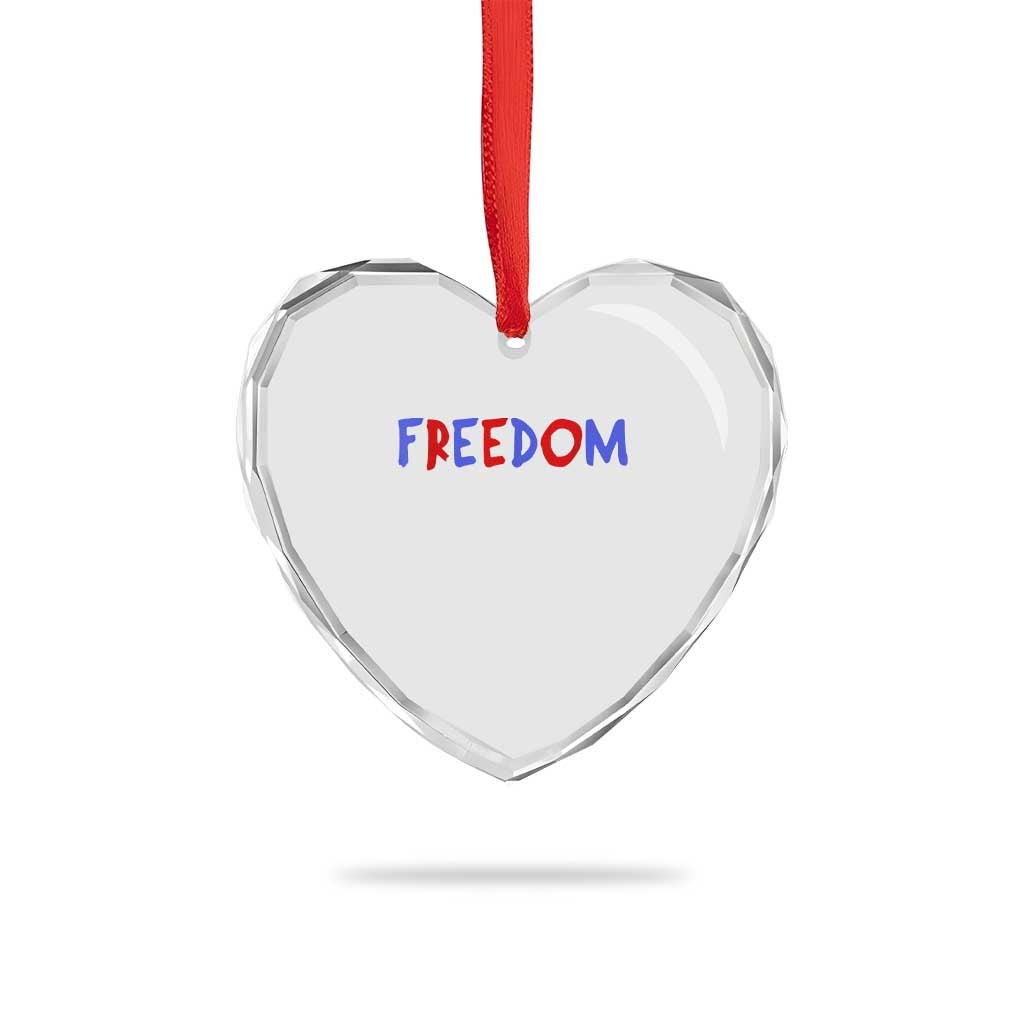 I'm Freedom Americana Matching Couple Heart Crystal Glass Ornament Funny Patriotic Red White and Blue 4th of July