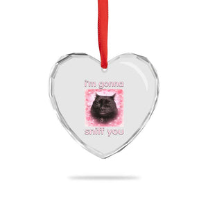 I'm Gonna Sniff You Heart Crystal Glass Ornament Funny Black Cat Brainrot Meme TS14 Print Your Wear