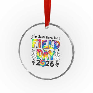 I'm Just Here for Field Day 2026 Crystal Glass Ornament Groovy School Retro Tie Dye Effect Printing TS02 Print Your Wear