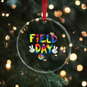 I'm Just Here for Field Day 2026 Crystal Glass Ornament Groovy School Retro Tie Dye Effect Printing TS02 Print Your Wear