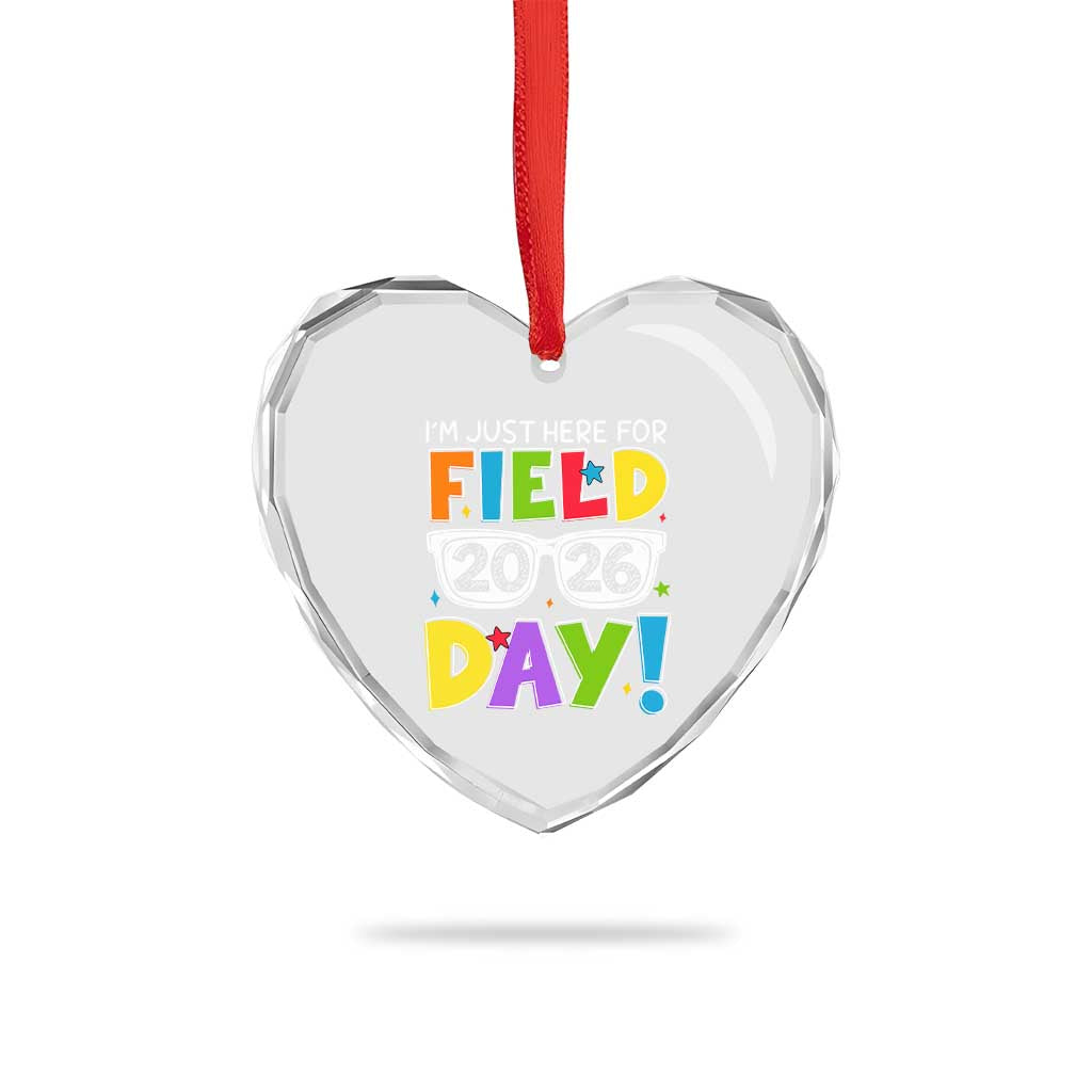 I'm Just Here for Field Day 2026 Heart Crystal Glass Ornament School Colorful Sunglasses Graphic TS02 Print Your Wear