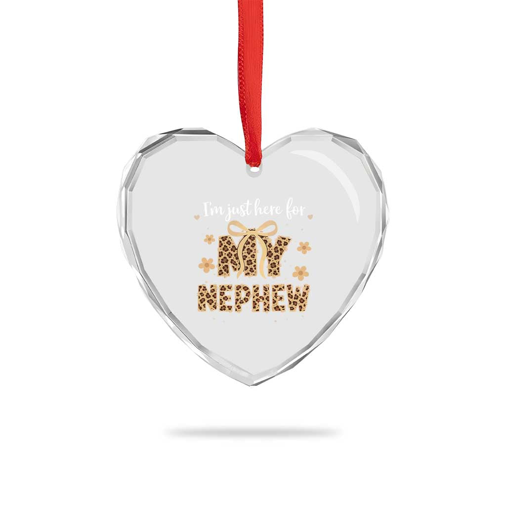 Im Just Here For My Nephew Heart Crystal Glass Ornament Gift For Aunt From Nephew Leopard TS10 Print Your Wear