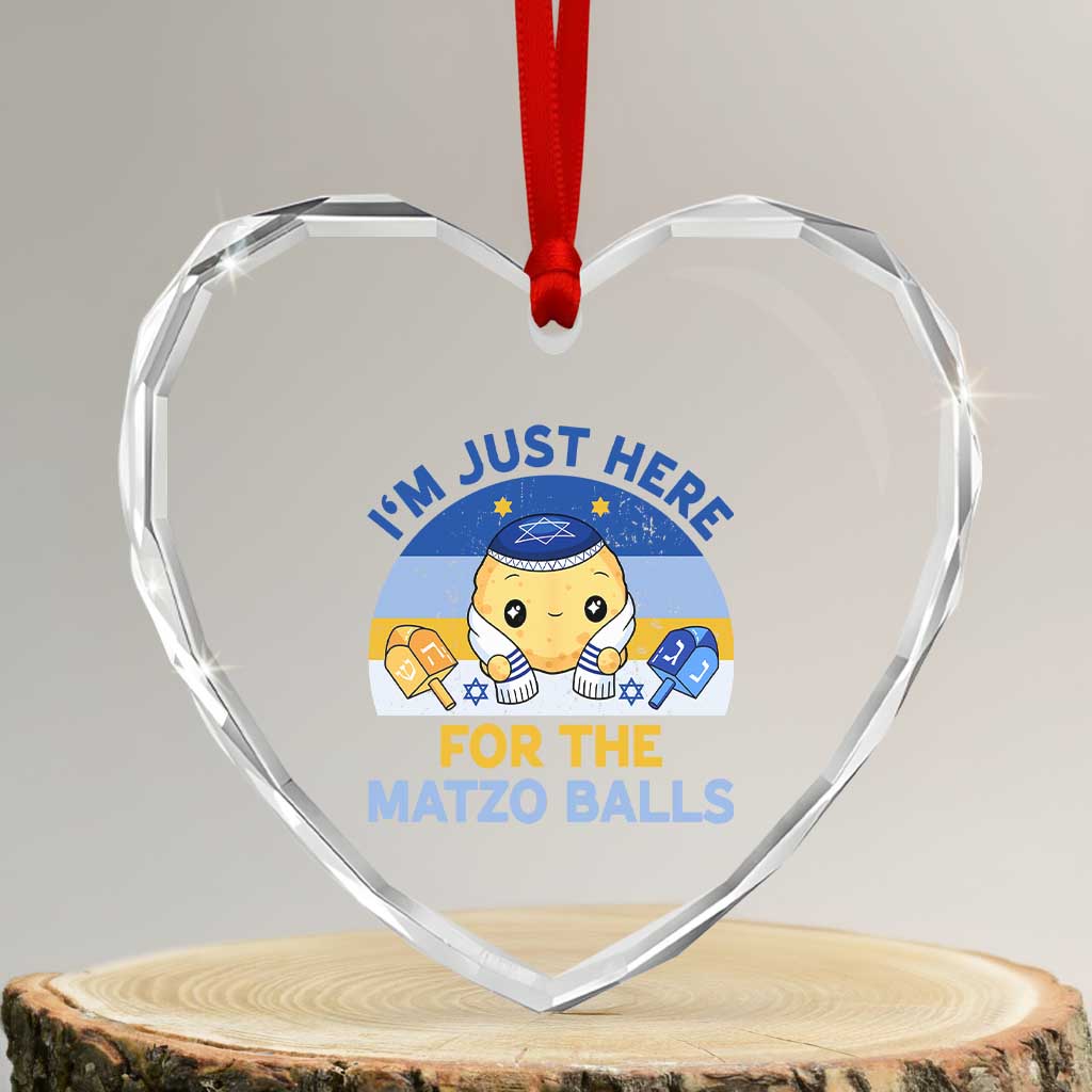 Im Just Here For The Matzo Balls Heart Crystal Glass Ornament Funny Jewish Holiday Gift TS12 Transparent Glass 3'' Heart Print Your Wear