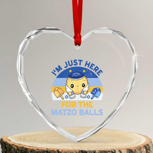 Im Just Here For The Matzo Balls Heart Crystal Glass Ornament Funny Jewish Holiday Gift TS12 Transparent Glass 3'' Heart Print Your Wear