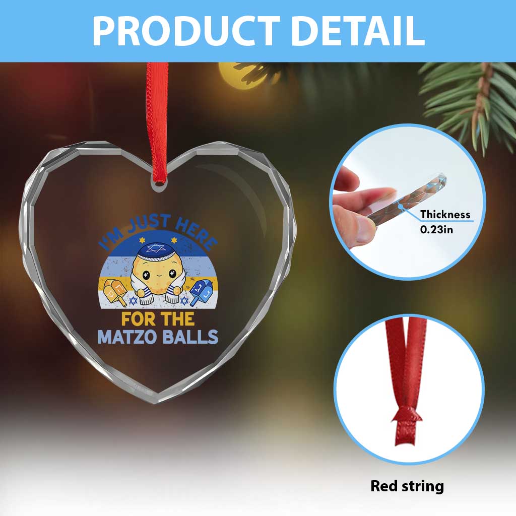 Im Just Here For The Matzo Balls Heart Crystal Glass Ornament Funny Jewish Holiday Gift TS12 Print Your Wear