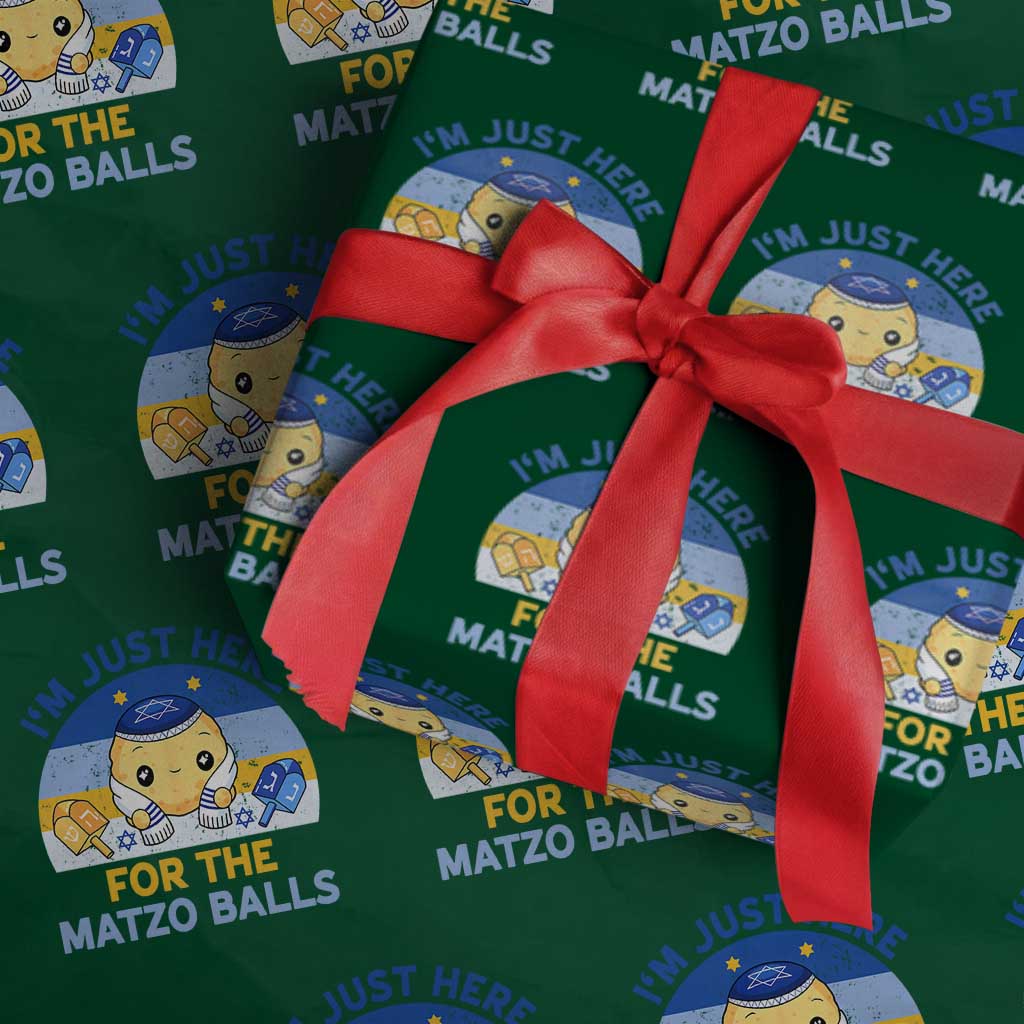 Im Just Here For The Matzo Balls Wrapping Paper Roll Funny Jewish Holiday Gift TS12 Green Print Your Wear