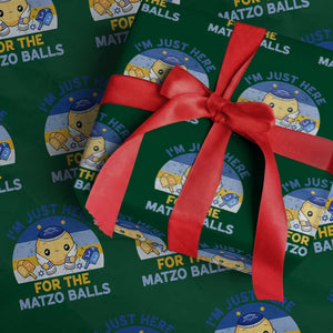 Im Just Here For The Matzo Balls Wrapping Paper Roll Funny Jewish Holiday Gift TS12 Green Print Your Wear