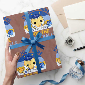 Im Just Here For The Matzo Balls Wrapping Paper Roll Funny Jewish Holiday Gift TS12 Mocha Print Your Wear