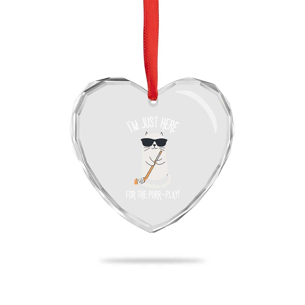 Im Just Here For The Purr Play Heart Crystal Glass Ornament Funny Cat Hockey Gift TS12 Print Your Wear