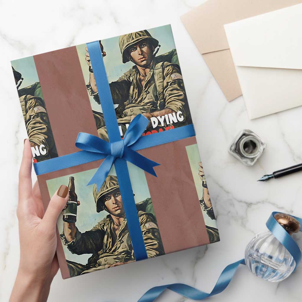 I’m Not Dying For Israel America First Veteran Wrapping Paper Roll Anti Foreign War Military Statement TS02 Mocha Print Your Wear