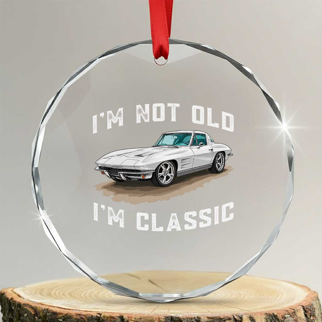 I'm Not Old I'm Classic Crystal Glass Ornament Vintage 1963 Sports Car Retro Americana TS14 Transparent Glass 3'' Circle Print Your Wear