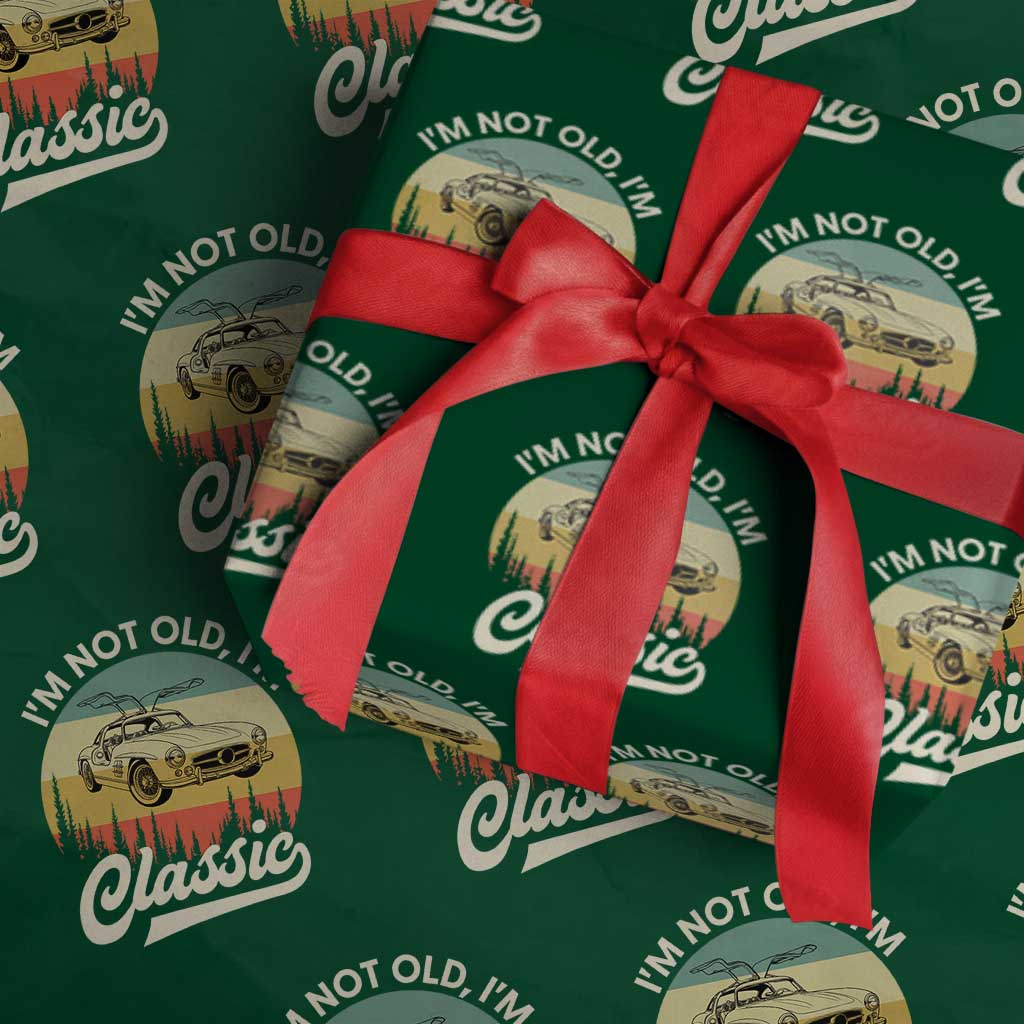 I'm Not Old I'm Classic Wrapping Paper Roll Retro Sports Car Euro Classic