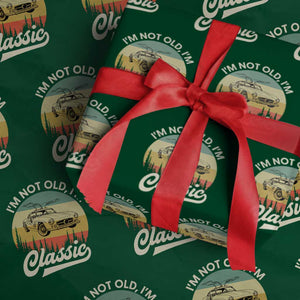 I'm Not Old I'm Classic Wrapping Paper Roll Retro Sports Car Euro Classic