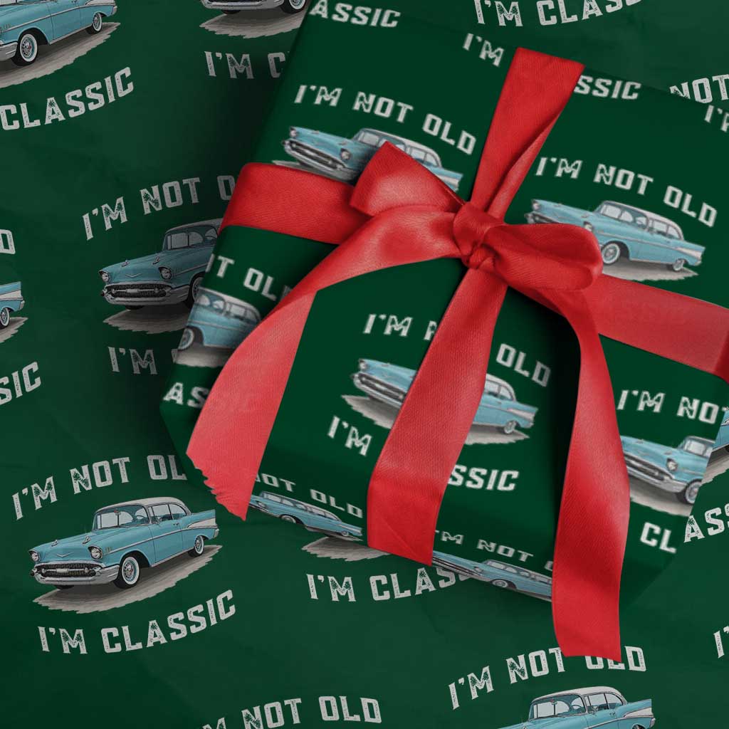 I'm Not Old I'm Classic Wrapping Paper Roll Vintage 1957 Turquoise Classic Car TS14 Green Print Your Wear