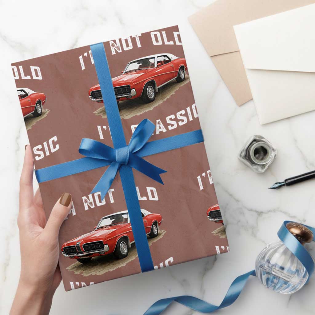 I'm Not Old I'm Classic Wrapping Paper Roll Vintage 1970 Mercury Cougar Hardtop Classic Car Enthusiast