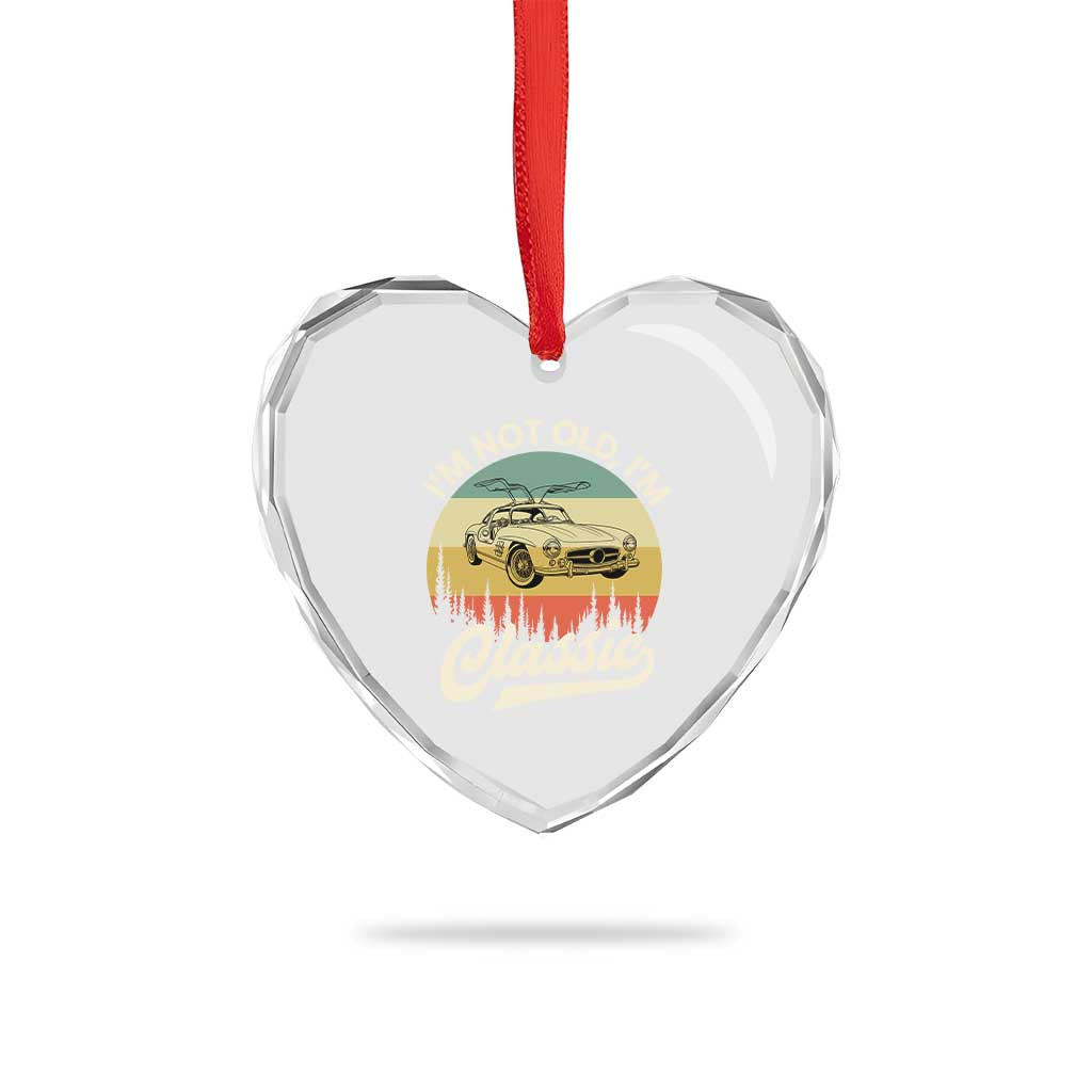 I'm Not Old I'm Classic Heart Crystal Glass Ornament Retro Sports Car Euro Classic