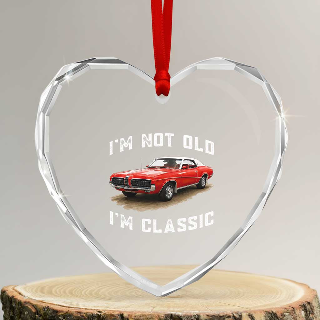I'm Not Old I'm Classic Heart Crystal Glass Ornament Vintage 1970 Mercury Cougar Hardtop Classic Car Enthusiast TS14 Transparent Glass 3'' Heart Print Your Wear