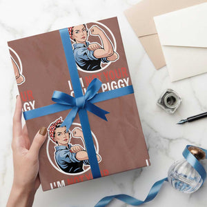 Im Not Your Quiet Piggy Wrapping Paper Roll Feminist Rosie the Riveter TS02 Mocha Print Your Wear