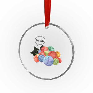 Im OK Crystal Glass Ornament Cat Tangled In Yarn Funny Crochet Gift TS12 Print Your Wear