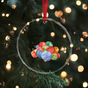 Im OK Crystal Glass Ornament Cat Tangled In Yarn Funny Crochet Gift TS12 Print Your Wear