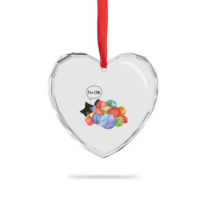 Im OK Heart Crystal Glass Ornament Cat Tangled In Yarn Funny Crochet Gift TS12 Print Your Wear