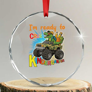 Im Ready To Crush Kindergarten Crystal Glass Ornament Dinosaur Driving Truck Gift TS12 Transparent Glass 3'' Circle Print Your Wear