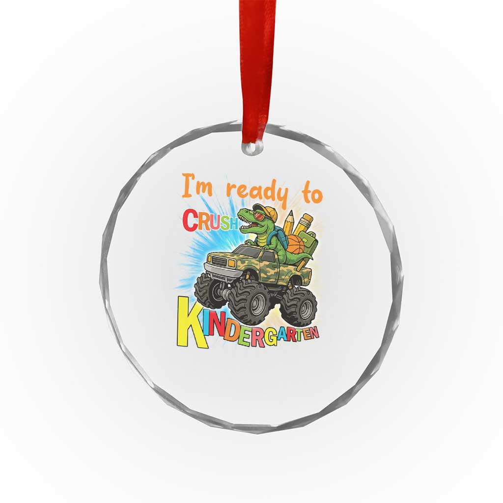 Im Ready To Crush Kindergarten Crystal Glass Ornament Dinosaur Driving Truck Gift TS12 Print Your Wear