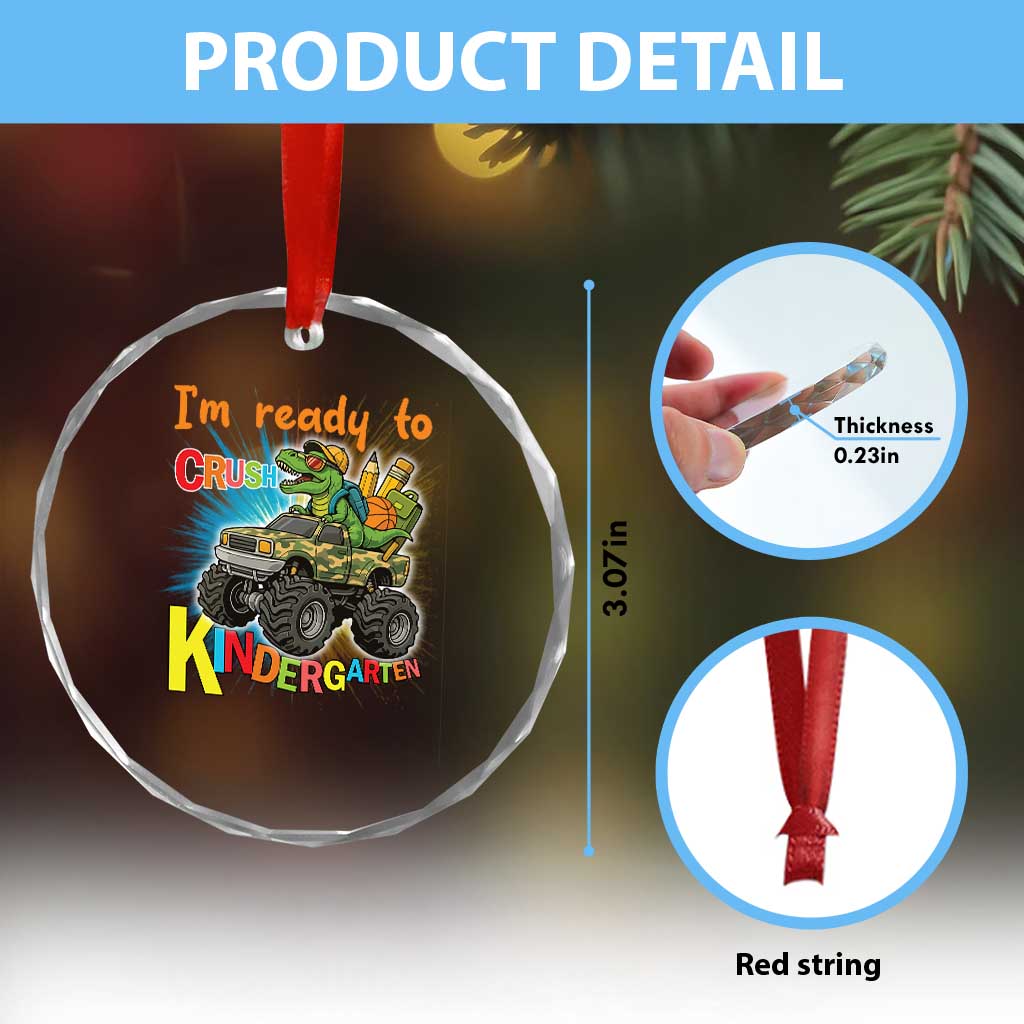 Im Ready To Crush Kindergarten Crystal Glass Ornament Dinosaur Driving Truck Gift TS12 Print Your Wear