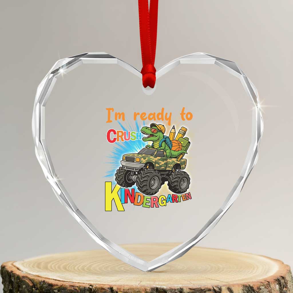 Im Ready To Crush Kindergarten Heart Crystal Glass Ornament Dinosaur Driving Truck Gift TS12 Transparent Glass 3'' Heart Print Your Wear