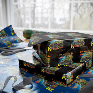 Im Ready To Crush Kindergarten Wrapping Paper Roll Dinosaur Driving Truck Gift TS12 Black Print Your Wear
