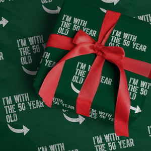 I'm With The 50 Year Old Matching Wrapping Paper Roll Turning 50 Funny 50th Birthday