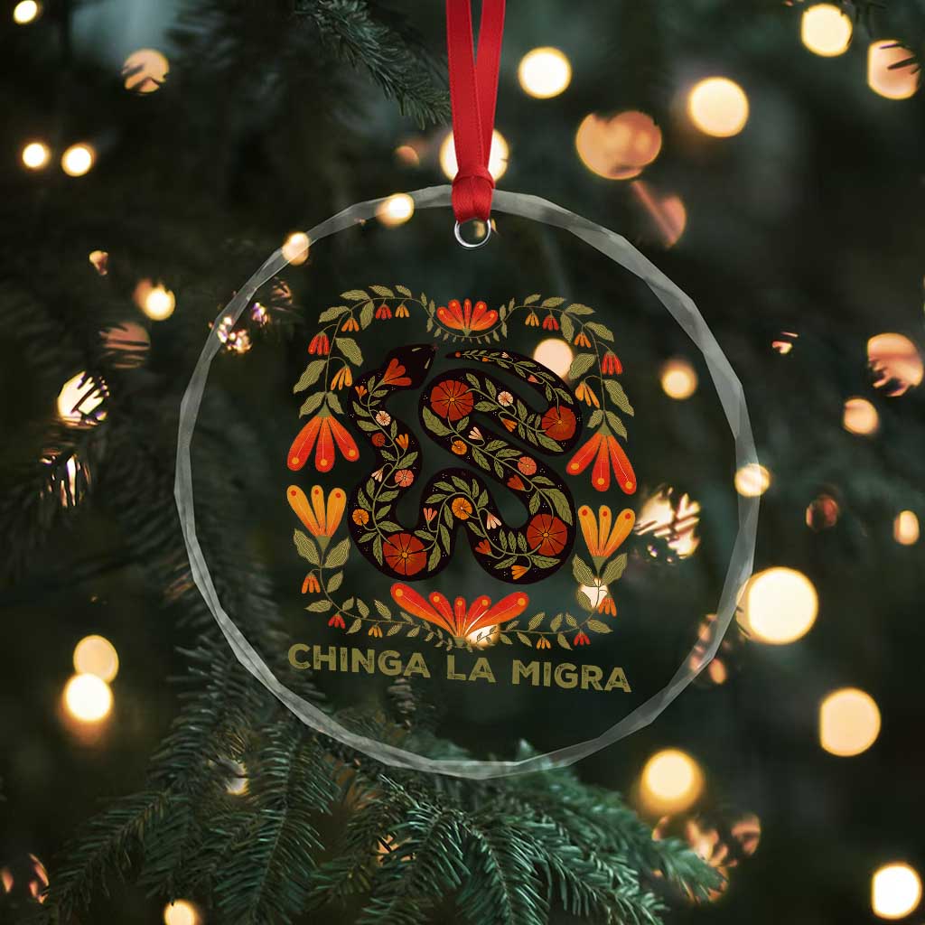 Immigrant Rights Crystal Glass Ornament Chinga La Migra TS10 Print Your Wear