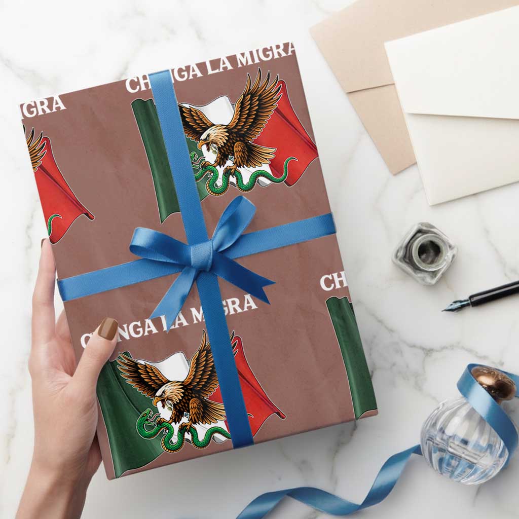 Immigration Rights Protest Wrapping Paper Roll Chinga La Migra Anti Fascism TS14 Mocha Print Your Wear