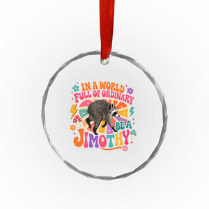 In A World Full Of Ordinary Be A Jimothy Psychedelic Style Crystal Glass Ornament Retro Groovy Seattle Raccoon Legend Graphic